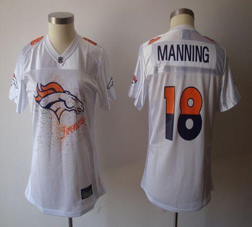 Broncos #18 Peyton Manning White 2011 Women's Fem Fan Stitched NFL Jersey - Click Image to Close